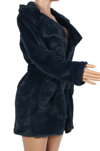 Winter new stylish four colors belted pocket thick warm coat