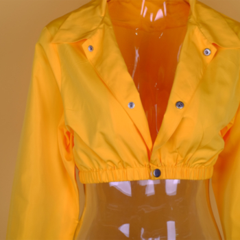 New stylish single breasted waisted turndown collar inelastic short jacket