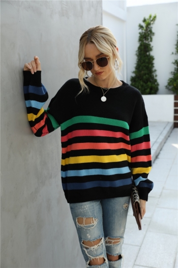 autumn winter new 2 colors stripes knitted stylish loose sweaters