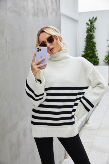 autumn winter new stripes knitted stretch wide-sleeve stylish loose sweaters