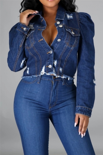 plus size solid color single breasted autumn fashion casual denim short jacket