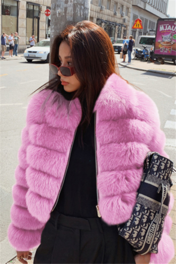 plus size eight color winter solid color zip-up casual artificial fur jacket(size run small)