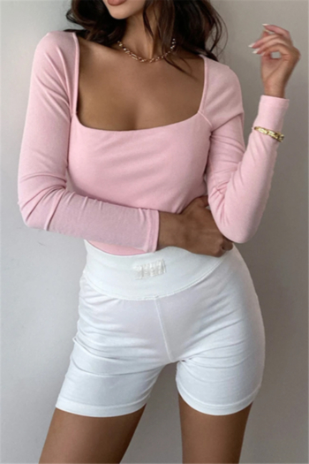 new spring solid color 4 colors stretch long sleeve slim fashion bodysuit