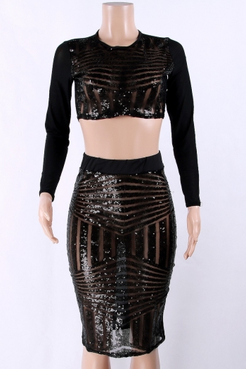 Women's Sequined Mesh See Through 2 Piece Set 