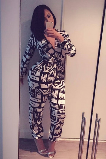 TIE-DYE Deep V Long Sleeved Sexy Jumpsuit