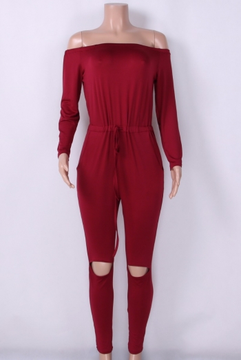 Off-The-Shoulder Long Sleeves Open Knee Fashion Jumpsuit