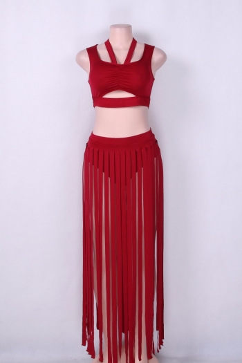 Tassel Hollow Back Sexy Two-Piece Set