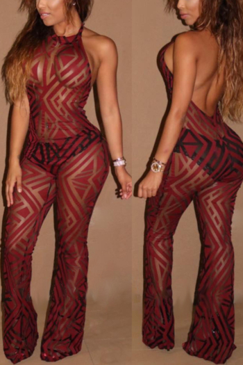 Women's Mesh Backless See Through Sexy Jumpsuit