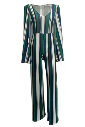 Women's Stripe V-Neck Cloak Jumpsuit