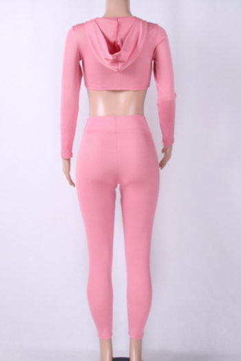 Pink Knitting Hooded Solid Sport Romper