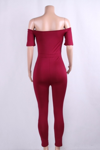 Women's Solid Off-The-Shoulder Tight Jumpsuit