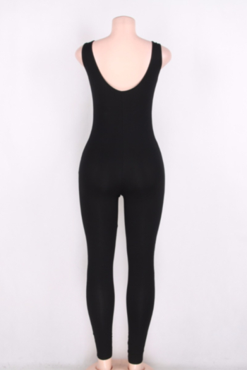 Black Zippered Fashion Tight Jumpsuit