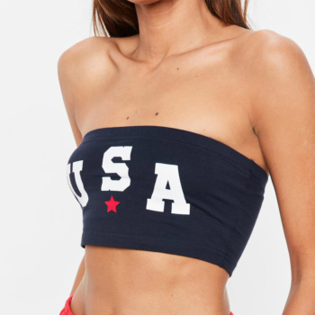USA Print Bare Shoulder Two-Piece Independence Day Set