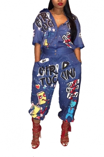 sexy letter printing hot megaphone jumpsuit
