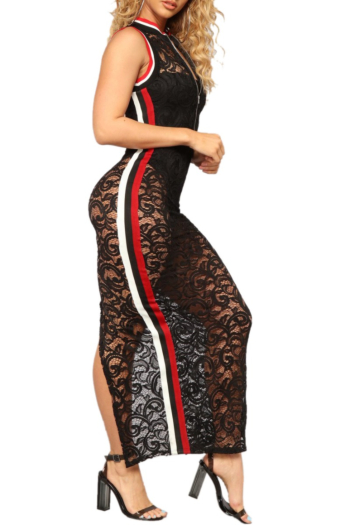 Off-the-shoulder Sleeveless Side Lace Stripe Jumpsuit