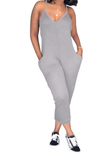 plus size fashion sexy solid color sling a piece of jumpsuit