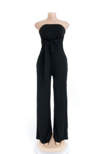  Plus size new 4 color stretvh tube top wide leg sexy jumpsuit