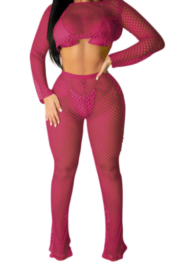 Plus size sexy stylish style 3 colors see through high stretch mesh two-piece sets