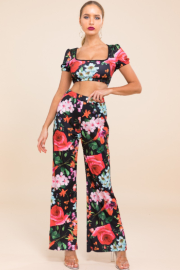Sexy stylish style digital printed square vest and trousers two-piece sets