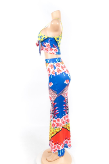 Women's Printed  Sexy Sling Fishtail Multicolor Two-Piece Sets