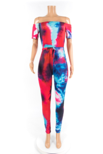 Sexy Print Tight Off-Shoulder  NightClub Style Jumpsuit
