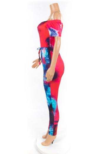 Hot Item Add New Color Sexy Print Tight Off-Shoulder  NightClub Style Multicolor  Jumpsuit