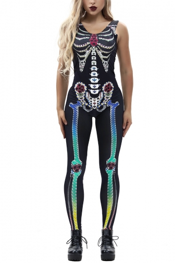 Halloween New Arrive Tight-Fitting Bone Printed Novelty Jumpsuit 
