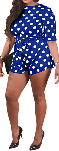 Summer Polka Dot Short Loose  Jumpsuit 