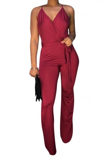 Solid Color Sexy Deep V & Backless Jumpsuits