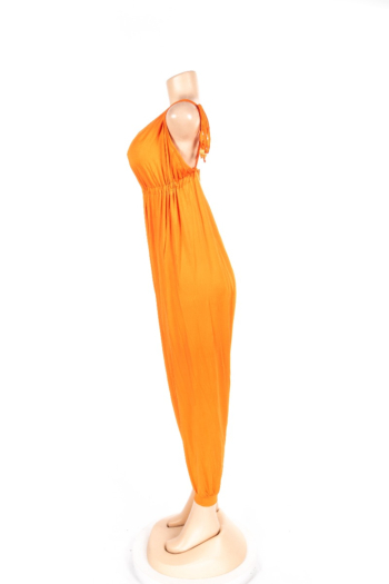 Sexy Solid Color Sleeveless Bloom Jumpsuit