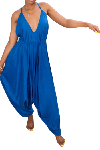 Sexy Solid Color Sleeveless Bloom Jumpsuit