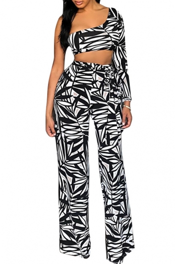 sexy one shoulder printing sexy 2pc jumpsuit