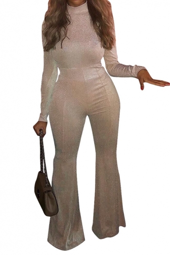 sexy solid color long sleeve suede jumpsuit
