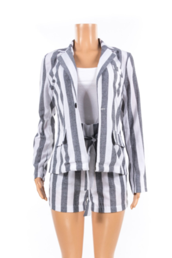 Striped Cotton&Linen Personality Casual Suit Two-piece Set