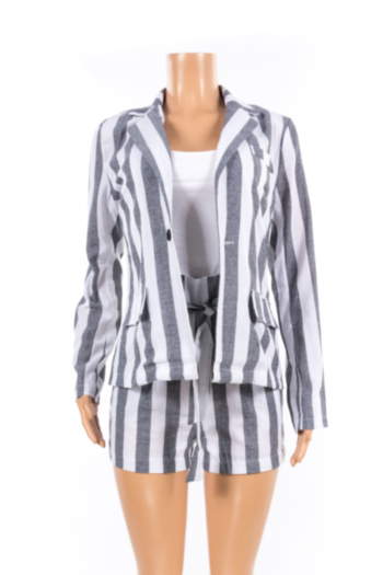 Striped Cotton&Linen Personality Casual Suit Two-piece Set