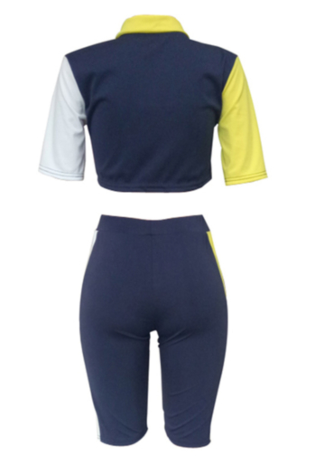 Slim Casual Sports Mix-color Two-piece Set