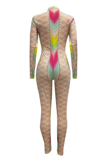 Fashion Multi-color Printed Slim Casual Jumpsuit