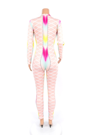 Fashion Multi-color Printed Slim Casual Jumpsuit