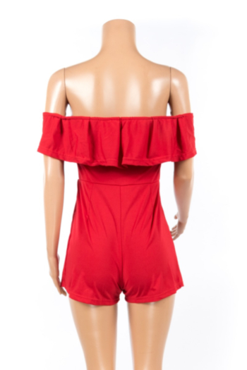 Sexy Word Shoulder Wrap Chest Back Ruffled Female Jumpsuit