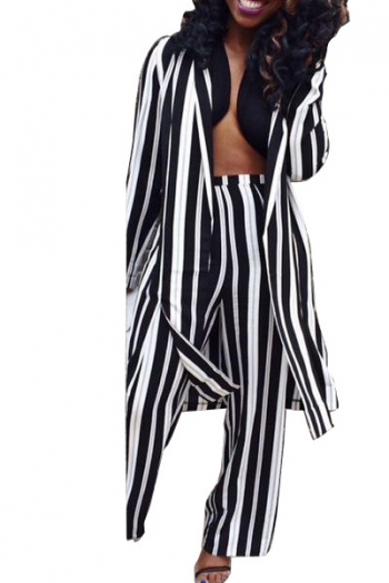 Fashion Casual Printed Striped Wide-leg Pant Two-piece Set