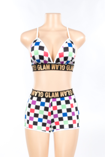 Wrapped Plaid Printed Sling Two-piece Set