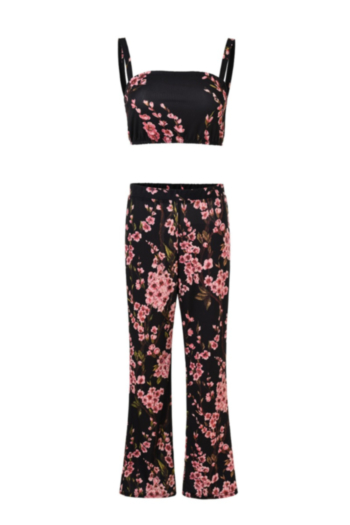 Sexy Sling Printed Halter Top Pants Two-piece Set