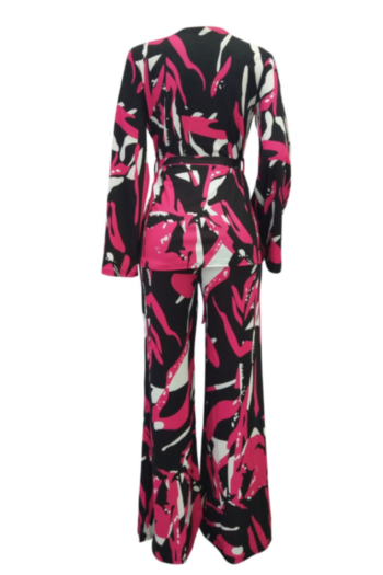 Fashion printed casual suit two-piece suit with belt