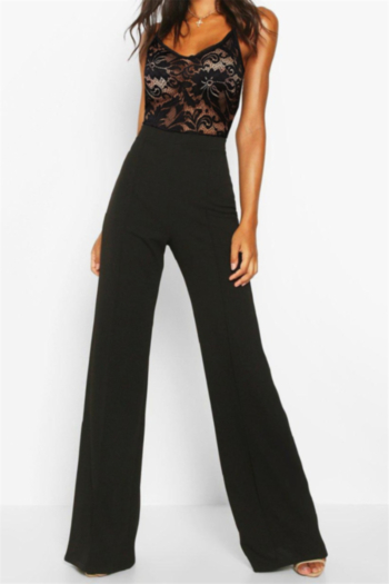 autumn new micro-elastic see through lace spliced sexy elegant sling jumpsuit