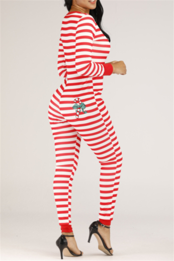 autumn new stylish plus size casual striped batch printing embroidered christmas jumpsuit (new add colors)