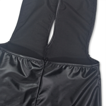 Autumn Winter new PU fabric elastic halter-neck back zip-up sexy stylish jumpsuit