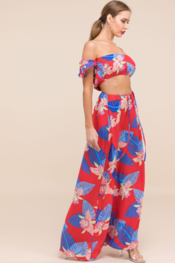 New plus size printing tube top high split bandage skirt two-piece sets(New add color)