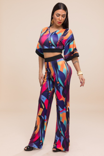 New plus size printing loose stretch two-piece sets