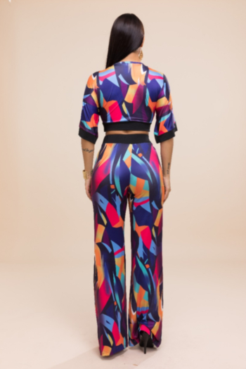 New plus size printing loose stretch two-piece sets