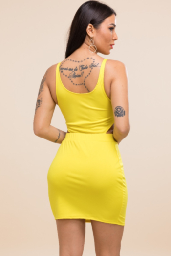 New solid color slim bodysuit with slim skirts stretch two-piece sets